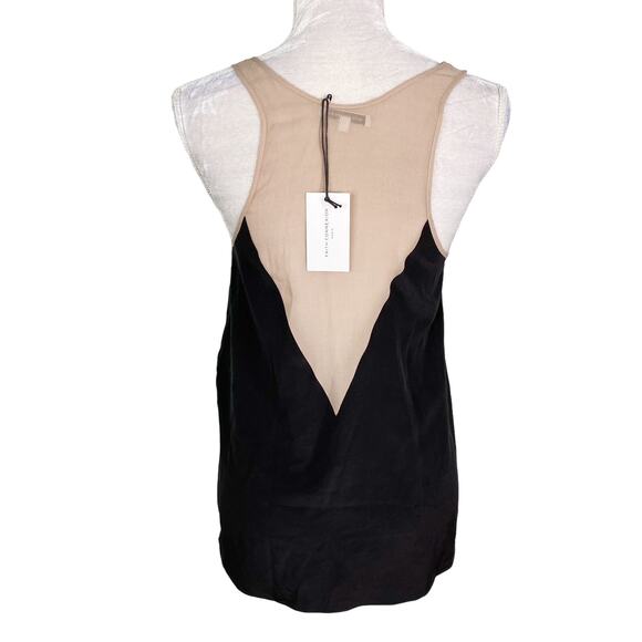 Faith Connexion Top Tank 4 Silk Black Beige Semi Sheer New - Picture 2 of 10